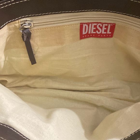 Vintage Diesel Brown Leather Shoulder Medium Satchel Bag - Picture 5 of 11